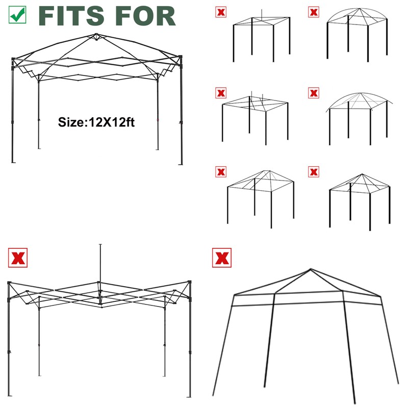 JANCANOPY 12x12 Canopy Replacement Top with Air Vent Silver Coated