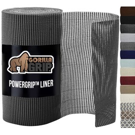 GORILLA GRIP powerGRIP Drawer Shelf and Cabinet Liner, Thick Strong Hold, Non-Adhesive Liners Protect Kitchen Cabinets and Cupboard, Bathroom Drawers, Easy Install, Breathable Mat, 12" x30', Charcoal