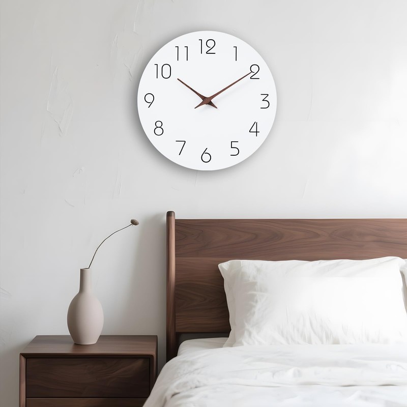 Mosewa Wall Clock Battery Operated 8 Inch White Silent Non