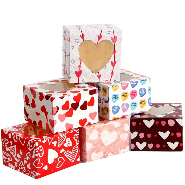 24 Valentines Day Cupcake Bakery Treat Boxes for Holiday Pastries Doughnut and Cookie Boxes, Cupcakes, Brownies, Gift Giving