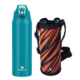 SANTECO Water Bottle, Lockable Thermos Flask, Water Bottle, Stainless Steel, 1.5 Litres, BPA-Free with Carry Bag, Direct Drinking Insulated Jug, Dishwasher Safe for Travel, Camping, Blue