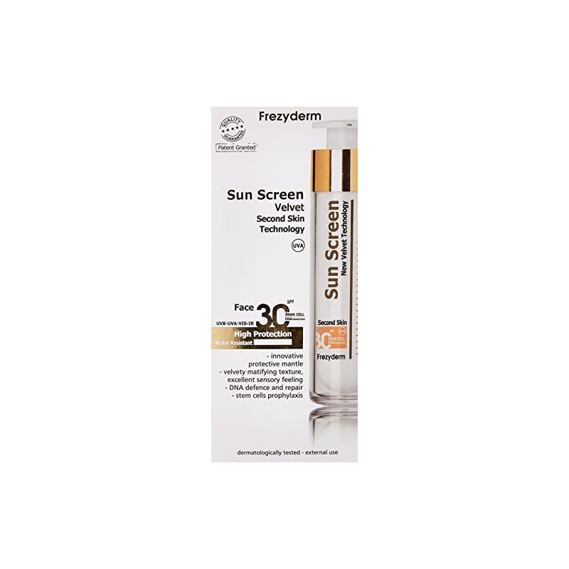 FrezyDerm Sun Screen Velvet Second Skin Technology Face SPF30 by
