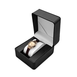 WisePoint Watch Box, PU Leather Watch Box, Single Watch Box for Men and Women, Portable Watch Display Storage Box, Watch Box with Removable Cushion (Black)