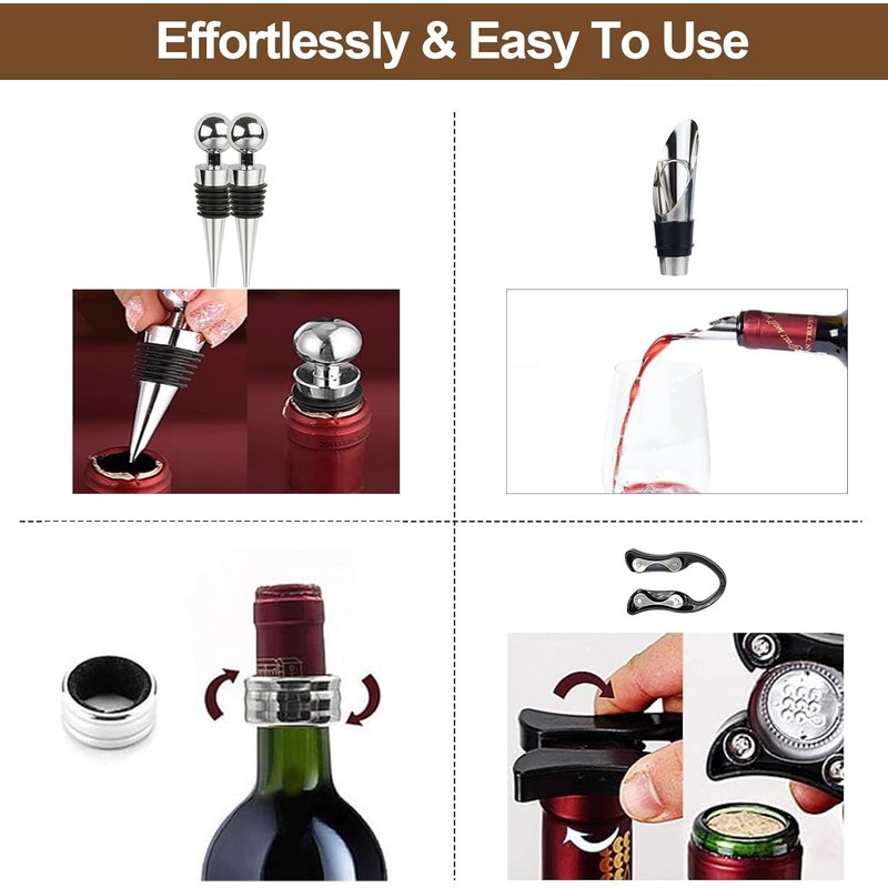 Wine Bottle Opener Gift Set with Wooden Box, Premium Stainless