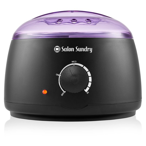 Salon Sundry Portable Electric Hot Wax Warmer Machine for Hair Removal - Black with Purple Lid
