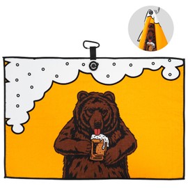 LZFAN Funny Golf Towel Magnetic with Hook Cotton Golf Towels, Golf Towel Set for Golf Bags for Men Beer Bear