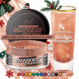 MONÉGASQUE Rose Gold Edible Glitter for Cocktails 10g - Christmas Drink Edible Rose Gold Glitter - Edible Glitter Drinks - Rose Gold Food Coloring & Rose Gold Sprinkles for Cupcakes - Drink Glitter