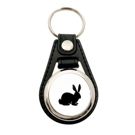 huuraa Keyring Rabbit Silhouette Gift Pendant Shopping Trolley Token Rabbit Gift Idea, Metal with faux leather, Unit size