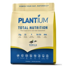 AMAXI Plantium Total Nutrition, Premium All-in-One Meal Replacement Shake, Plant-Based Protein Powder with Vitamins, Minerals & Probiotics, 22g Protein per Serving, Vanilla