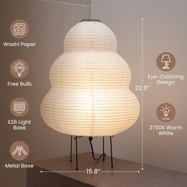 Nogy Noguchi Style Lamp • Akari Lamp • Japanese Lamp Floor • Floor Paper Lamp • Rice Paper Floor Lamp • Chinese Lantern • Lampara de Pie para Sala • Japandi Style Lamp