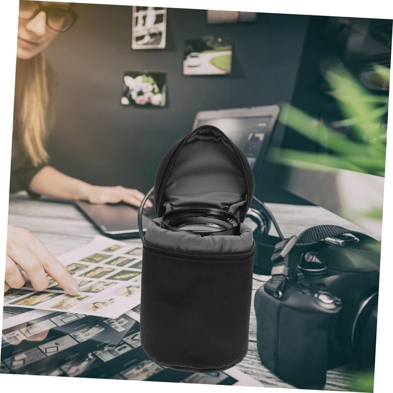 TEHAUX Camera Lens Pouch Durable PU Material Shockproof Protection for