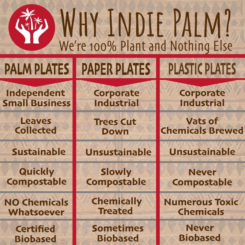 Compostable Palm Leaf Plates - 10 Inch Square [50-Pack] Microwave