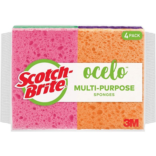 ocelo Cel-O Cellulose Sponges, 4 Count (Colors may vary)