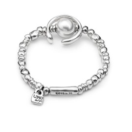 Uno de 50 PUL1358BPLMTL0M Women's Bracelet Silver-Plated Pearl White 18 cm, 18 centimeters, Alloy Steel, Pearl