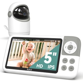 5'' Video Baby Monitor with Camera and Audio,36-Hrs Battery Life,HD Camera Remote Pan Tilt 3X Zoom,Long Range Baby Monitor No WiFi,Night Vision,Portable,2-Way Talk,VOX-Saving Power IPS Screen