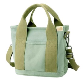 Aquamie Small Mini Tote Bag with Divider Zipper Shoulder Bag Crossbody Canvas Canvas 2-Way, green (mint green)