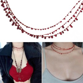Vogast Blood Drop Necklace Unique Pendant Clavicle Chain Muiltfunction Bloody Droplet Choker Necklace Resin
