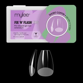 Mylee Fix N Flash Soft Gel Tips - Short Coffin - 552 PCS, Full Cover Soft Gel Nail Tips, Nail Art Gel Nail Extensions, Flexible & Resistant, 12 Different Sizes, Fit All Nails