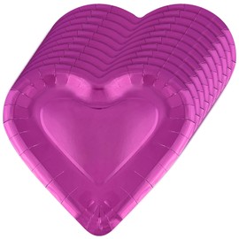 60 Pieces 10.1 Inches Valentine Plates Hot Pink Heart Shaped Paper Plates Disposable Girls Party Plate Pentagram Dinnerware Plates for Valentine's Day Wedding Birthday Party Supplies (pink heart)