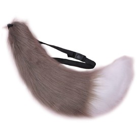 Fxaelian Womens Mens Fox Big Tail Anime Comic Cat Dog Wolf Tail Set Cute Lolita Holloween Animal Cosplay Tail Party Costume Accessory for Adult Kids Women Men Teen Girls Boys Grey White