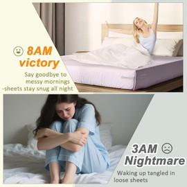 Eoepur Bed Sheet Holder Fitted Sheet Straps/Holders - Upgraded Version Keep Sheets Secure & Wrinkle-Free, Heavy-Duty Bed Rack with Adjustable Anti-Slip Lock Strip for All Mattress Sizes (Gray) 4Pcs