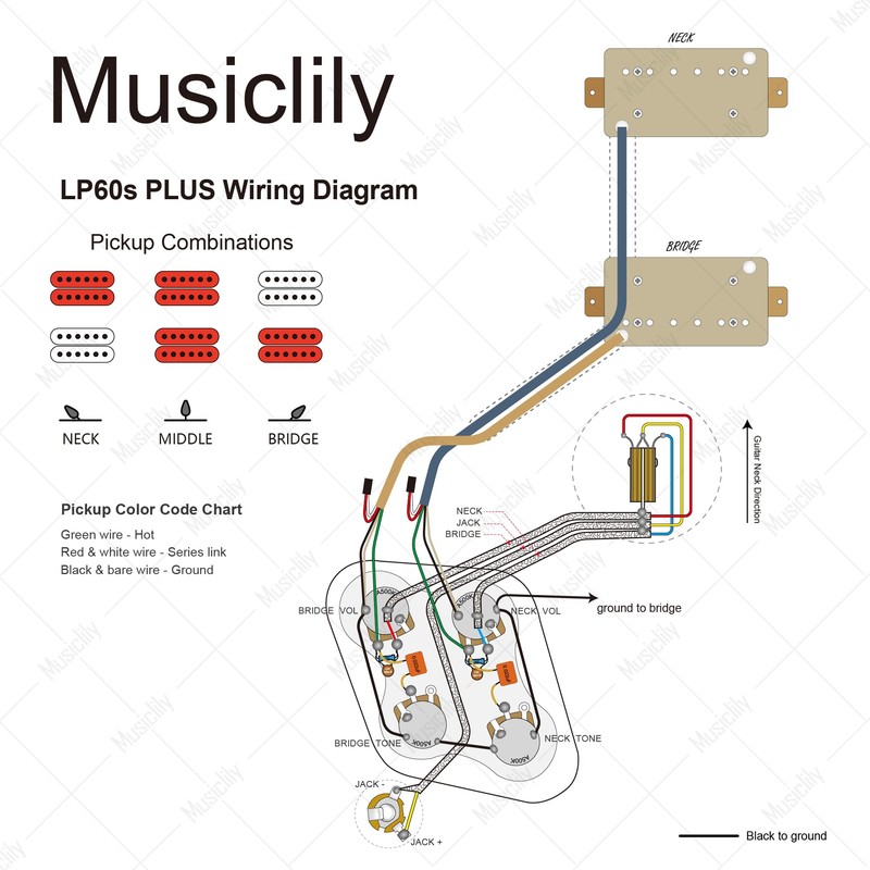 Musiclily Pro LP STD Modern 60s PLUS Treble Bleed Pre-wired