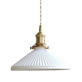 ESSZYIE E26 Modern Pendant Light, Minimalist Pleated Ceramic Pendant Light, Kitchen Island Bedroom Dining Room Bar Pendant Light, White Pendant Light Fixture (1-Light)