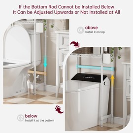 SINGAYE Over-The-Toilet Storage Rack 3-Tier Bathroom Organizer and Storage Shelf Over Toilet with Adjustable Shelf and Basket Freestanding Space Saver Bathroom Shelves Above Toilet for Room White