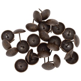 ComfortStyle Premium Upholstery Tacks, 1-inch Diameter Nailhead Pins, Large Decorative Trim for Furniture (25, Dark Antique Brass)