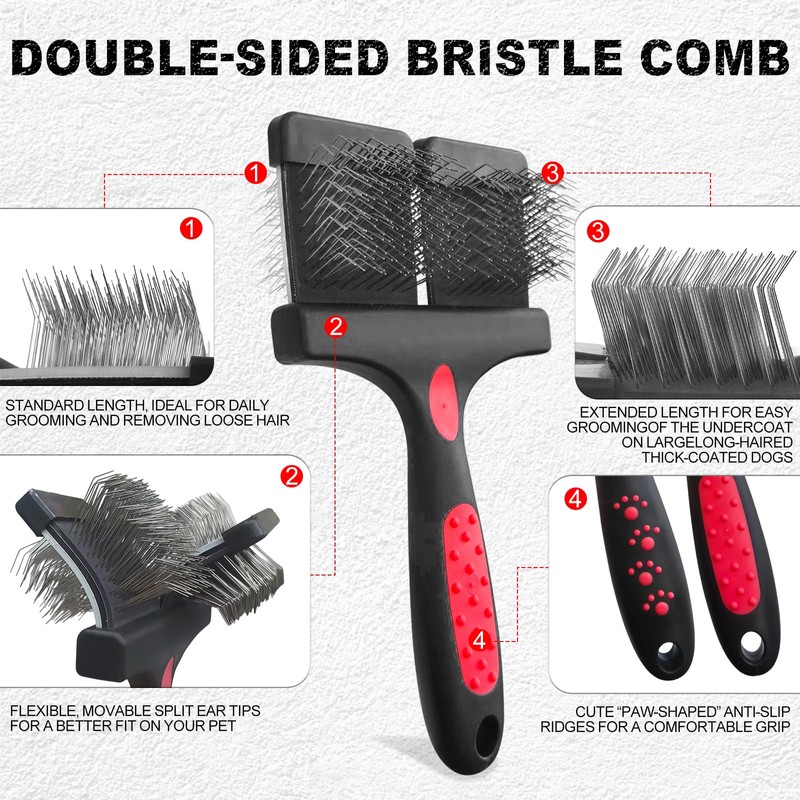 Dual Flexible Slicker Brush for Dogs&Cats Double-Sided Dog Brush
