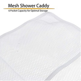 ZQSFPK Hanging Shower Organiser with 6 Pockets, 65 * 43 cm Mesh Shower Caddy, Shower Tidy, Quick Dry Bathroom Hanging Storage, Bathroom Hanger Organizer, Bath Toy Holder Organizer