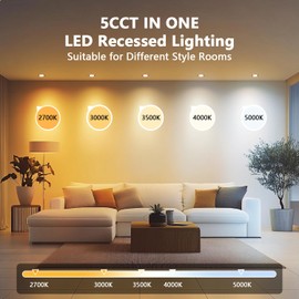 LVWIT 12 Pack 4 Inch LED Recessed Light, 9W 5CCT Ultra-Thin Dimmable Can Lights with Junction Box, High Brightness Canless Wafer Downlight for Kitchen Hallway Dining Room