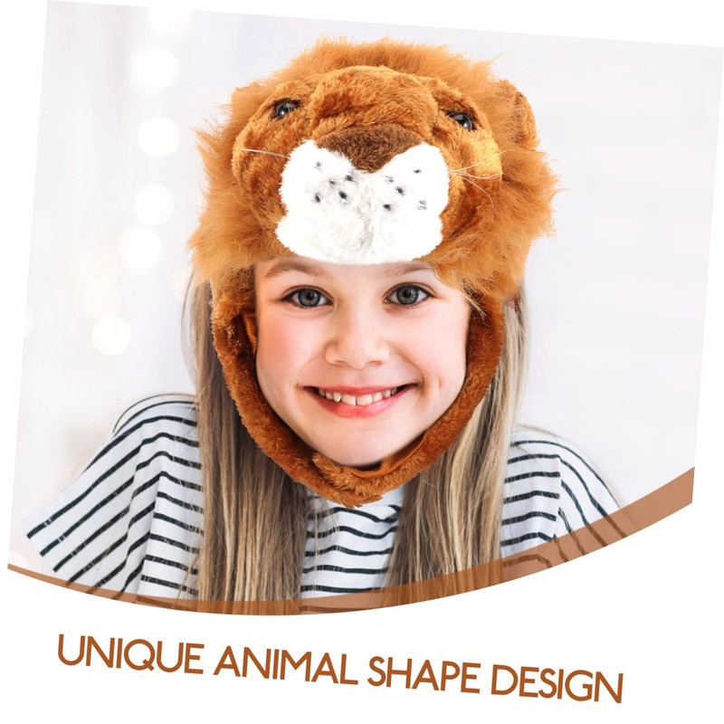 [Lurrose] Carnival Hat Plush Lion Tiger Headwear Cap Performance Hat