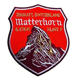 Aufnäher zum Aufbügeln, Motiv: Mount Matterhorn Zermatt Schweiz, 9 cm, bestickt, zum Aufbügeln, Bergsteigen, Klettern, Trekking, Reisen, Souvenir, DIY, Tasche, Rucksack, T-Shirt, Jacke, Gepäck
