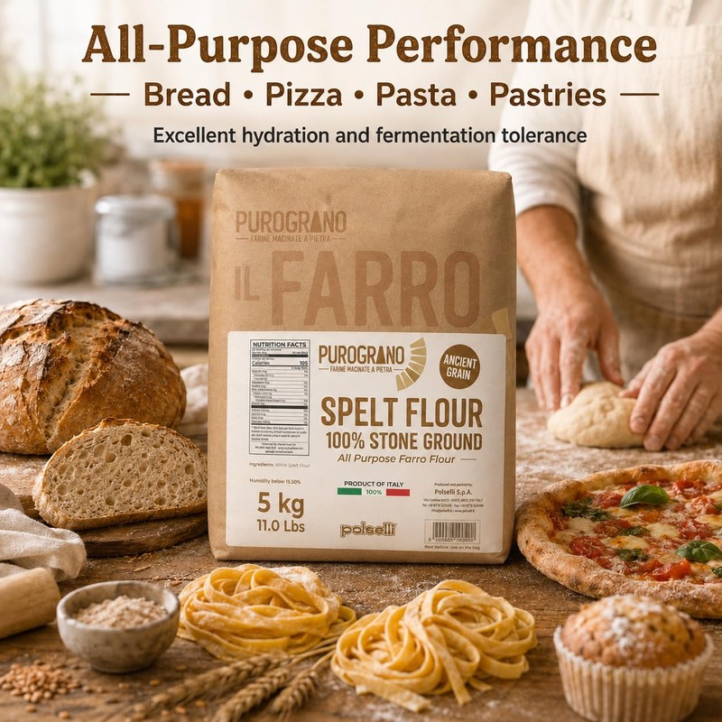 Polselli 100% Stone Ground Spelt (Farro) Flour – 5kg /