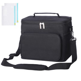 Yearnlife Insulated Lunch Bag for Men Women 10L Lunch Cooler Bag with Adjustable Shoulder Strap, Leakproof Soft Thermal Lunch Tote Bag for Work/School/Picnic Black