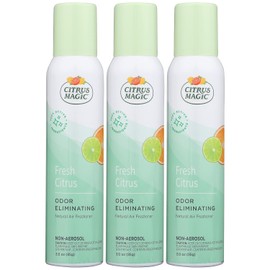 Citrus Magic Ambientador Freshener Eliminador de Olores en Aerosol, 3 Onzas (Paquete de 3), Cítricos Frescos, 3 Unidades
