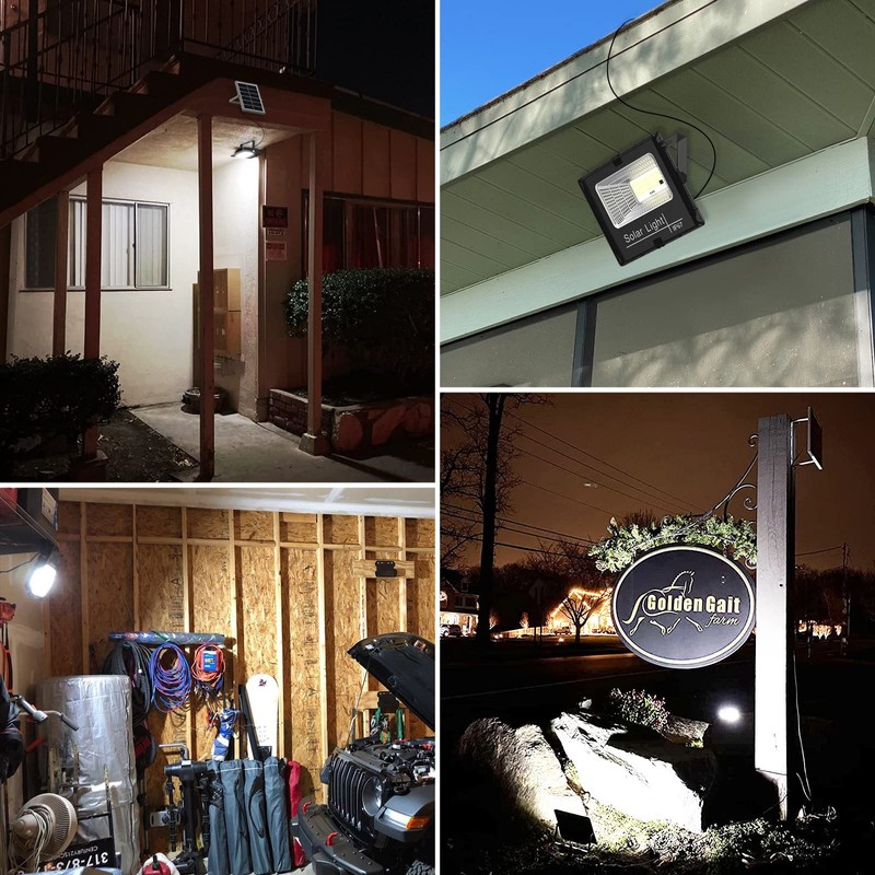 Solar Flood Light Outdoor Remote 6000K Bright White Floodlights Ip65