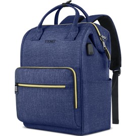 Ytonet Laptop Work Bag for Women Travel, 15.6 Inch Laptop Backpack Women with USB Charging Port, Water Resistant Airplane Approved Anti Theft Backpacks for College/Business/Work/Teacher, Blue