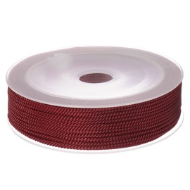 sourcing map Twisted Nylon Twine Thread Beading Cord 1.5mm 20M/65 Feet Extra-Strong Braided Nylon String for Crafting Bracelets Jewelry Making, Dark Red