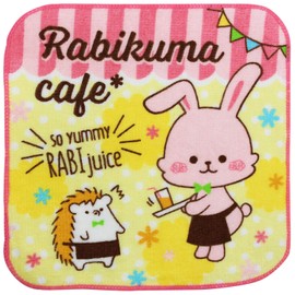 Hayashi PI443400 Petite Towel Set, Towel Handkerchief, Mix, Approx. 6.3 x 6.3 inches (16 x 16 cm), Rabikuma Cafe