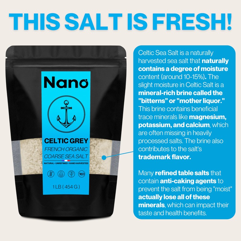 NANO Celtic Grey Sea Salt Organic, Coarse 82 MINERALS |