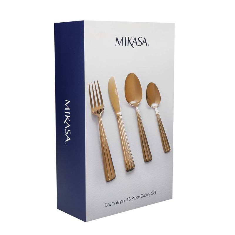 Mikasa Gold Cutlery Set in Gift Box, Stainless Steel, 16