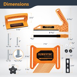 POWERTEC Safety Kit - Table Saw Push Block, L Shape Push Stick & Featherboards - 3Pcs Set of Safety Accessories for Router Table, Jointer & Band Saw, Woodworking Tools to Reduce Kickback (71551)