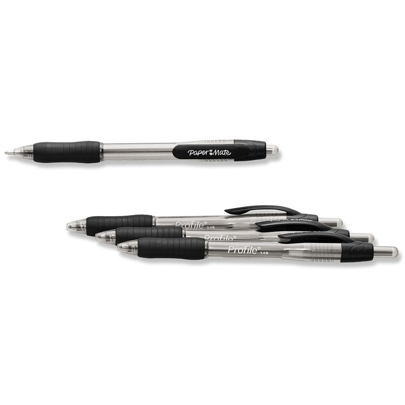 Paper Mate Profile Retractable Ballpoint Pen, Bold Point, Translucent Barrel,