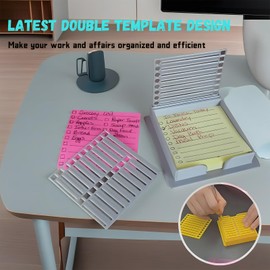 Sticky Note Stencil, Sticky Note Holder with Stencil 3x3 Sticky Note Line Stencil and Holder, Perfect for to-Do Lists, Home, Office, Sticky Notes Dispenser, Reusable Note Organizer (Yellow)