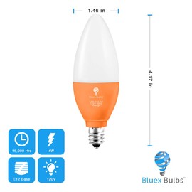 2 Pack BlueX LED Candle Blue Light Bulb - 4W (40Watt Equivalent) - E12 Base Blue LED Blue Bulb, Party Decoration, Porch, Home Lighting, Holiday Lighting, Chandelier Light Bulbs, Candelabra Bulbs