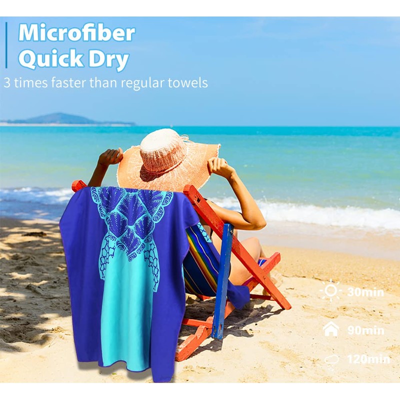 2 Pack Microfiber Lightweight Beach Towel 71"x32" Oversized Extra Large