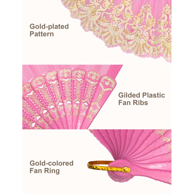 EOSAU Handheld Chinese Folding Fan Hand Fans for Women Foldable