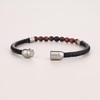 COAI Men's Leather Onyx Red Tiger Eye Stone Beaded Bracelet
